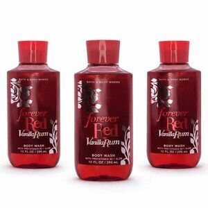 Bath & Body Works Body Wash Bundle FOREVER RED VANILLA RUM 3Pack NEW